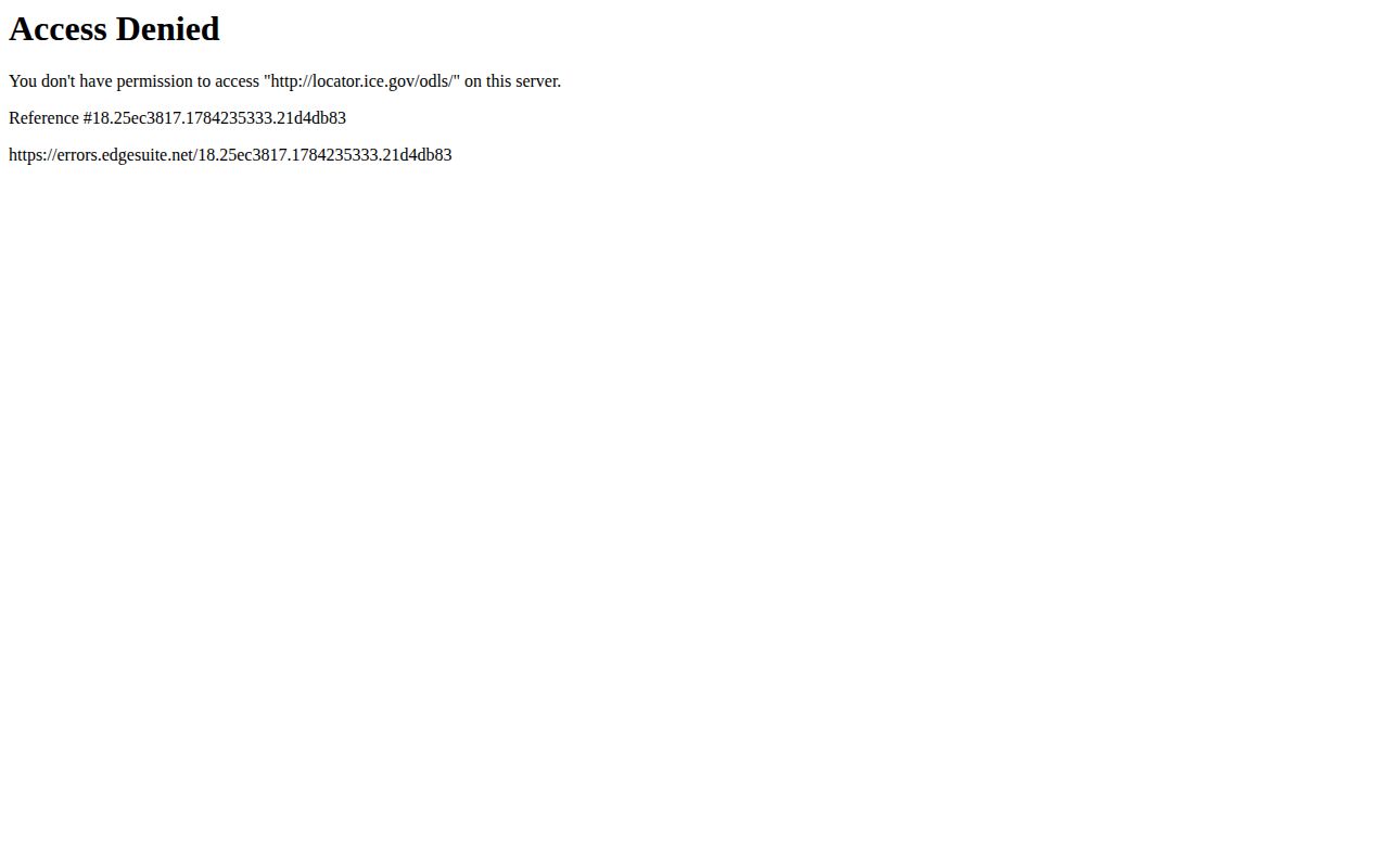 ICE Online Detainee Locator search options